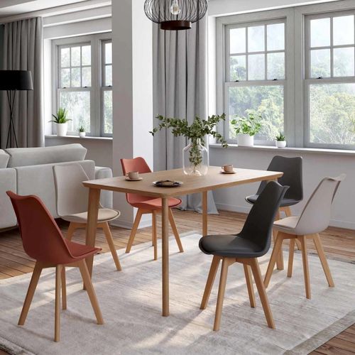 Lot De 6 Chaises Sara Mix Color Gris Foncé X2, Beige X2, Terracotta X2