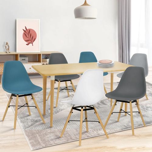 Lot De 6 Chaises Sandra Mix Color Blanc, Gris Clair, Gris Foncé X2, Bleu Canard X2