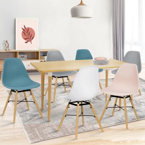 Lot De 6 Chaises Sandra Mix Color Pastel Rose, Blanc, Gris Clair X2, Bleu X2