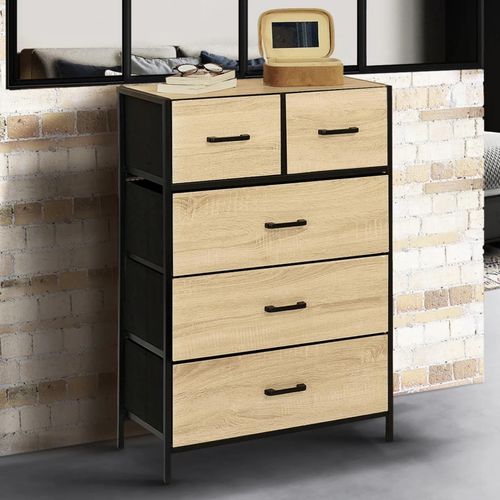 Chiffonnier 5 Tiroirs En Tissu Utah 60 Cm Commode Semainier Design Industriel