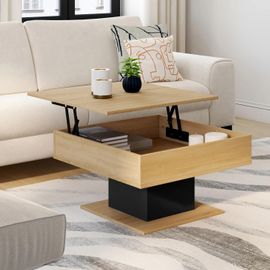 Idmarket Table Basse Plateau Relevable Eden Carrée Bois Et Noir