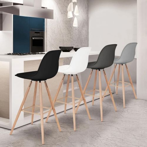 Lot De 4 Tabourets De Bar Sara Mix Color Gris Foncé, Gris Clair, Blanc Et Noir