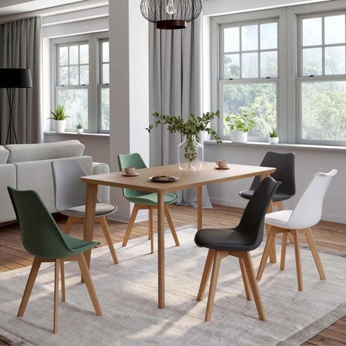 Lot De 6 Chaises Sara Mix Color Blanc, Gris Clair, Gris Foncé X2, Vert X2
