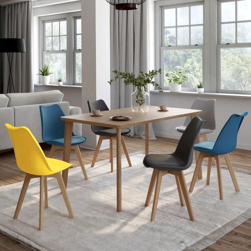 Lot De 6 Chaises Scandinaves Sara Mix Color Bleu X2, Gris Clair, Gris Foncé X2, Jaune