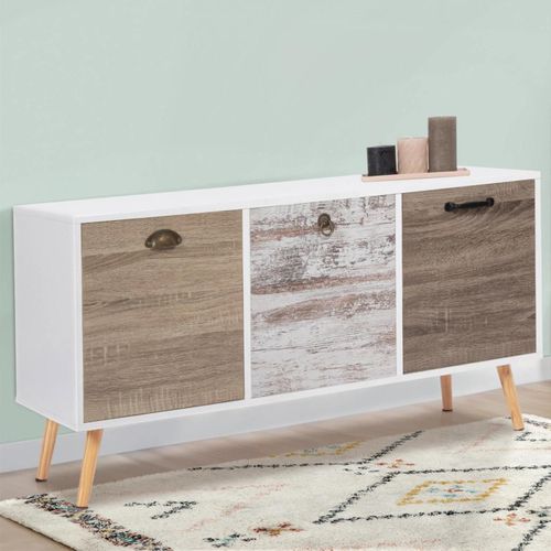 Buffet Bas Scandinave 113 Cm Bahia 3 Portes