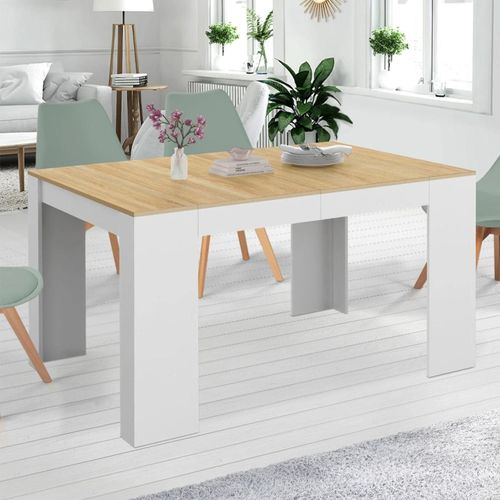 Idmarket Table Console Extensible Orlando 6 Personnes 140 Cm Bois Blanc Et Façon Hêtre