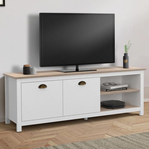 Meuble Tv 140 Cm Vintage Isis Bois Et Blanc