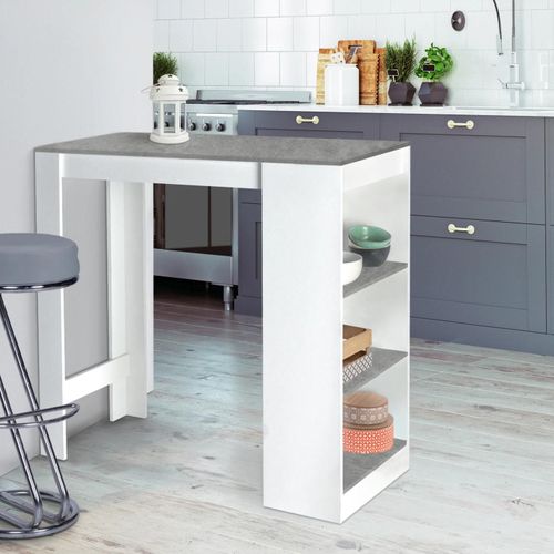 Table De Bar Barth 2 À 4 Personnes Bois Blanc Plateau Effet Béton