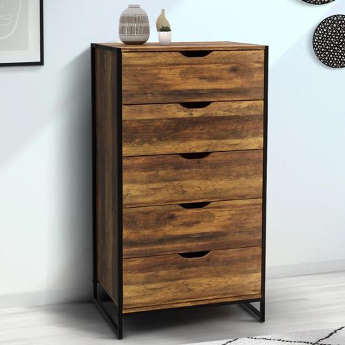 Chiffonnier 5 Tiroirs Hawkins 60 Cm Commode Semainier Design Industriel