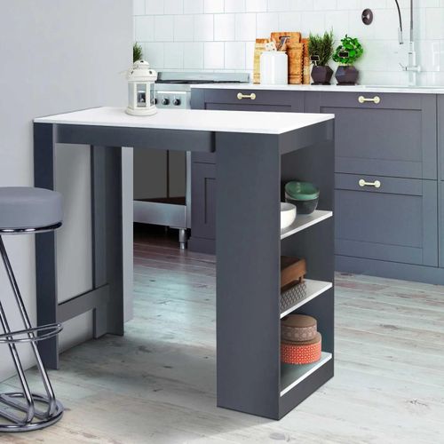 Table De Bar Barth 2 À 4 Personnes Bois Gris Plateau Blanc