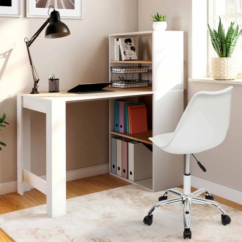Idmarket Bureau Bibliothèque Ben Bois Façon Hêtre Et Blanc