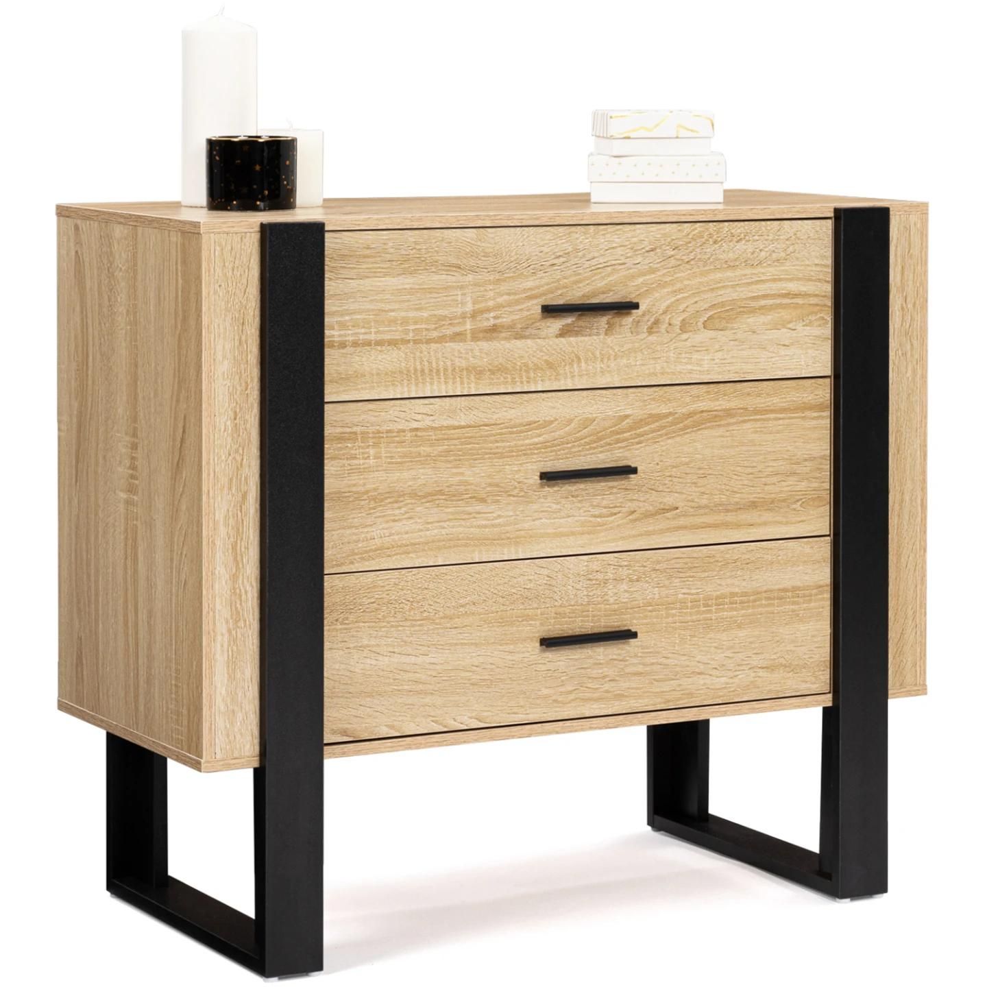 Commode 3 Tiroirs Phoenix Bois Et Noir - 2