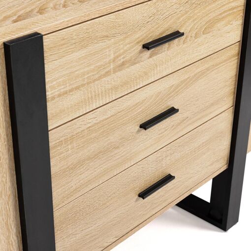 Commode 3 Tiroirs Phoenix Bois Et Noir - 6