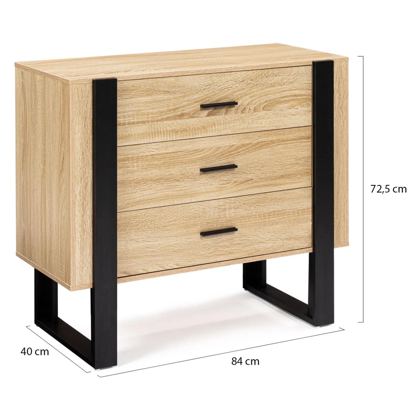 Commode 3 Tiroirs Phoenix Bois Et Noir - 8