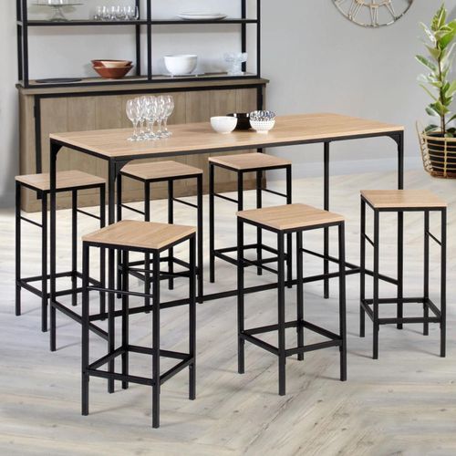 Table Haute De Bar Detroit Et 6 Tabourets Design Industriel