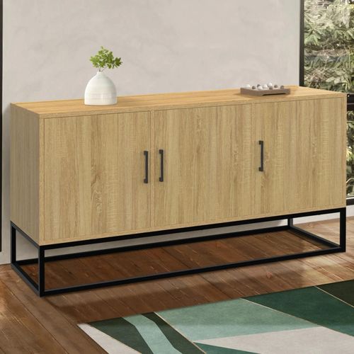 Buffet Bas 113 Cm Detroit 3 Portes Bois Et Noir Design Industriel