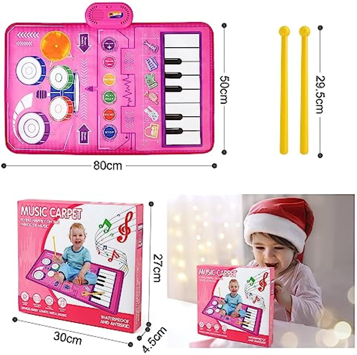 Tapis de Piano Musical pour Enfants, Tapis de Danse Cadeaux Jouets pour 1 2  3 4