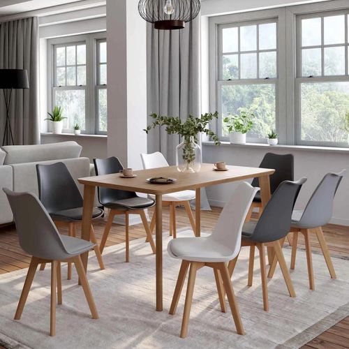 Lot De 8 Chaises Scandinaves Sara Mix Color Blanc X2, Gris Clair X2, Gris Foncé X2, Noir X2