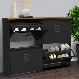 Meuble à chaussures 20 paires ester 4 portes métal noir