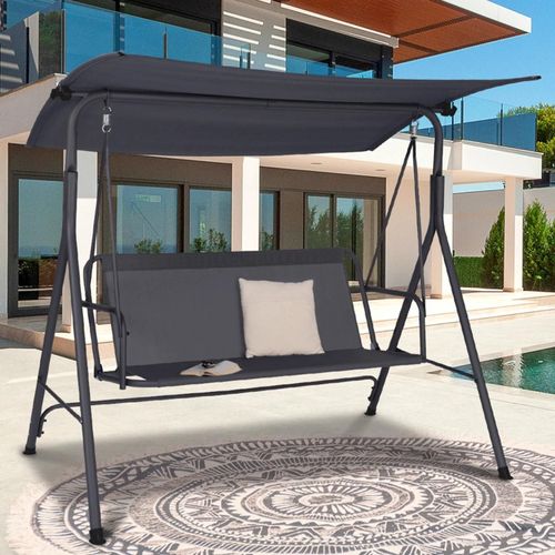 Balancelle Grise De Jardin Avec Toit Inclinable 170 Cm