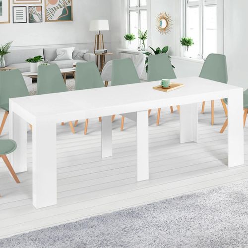 Table Console Extensible Orlando 14 Personnes 300 Cm Bois Blanc
