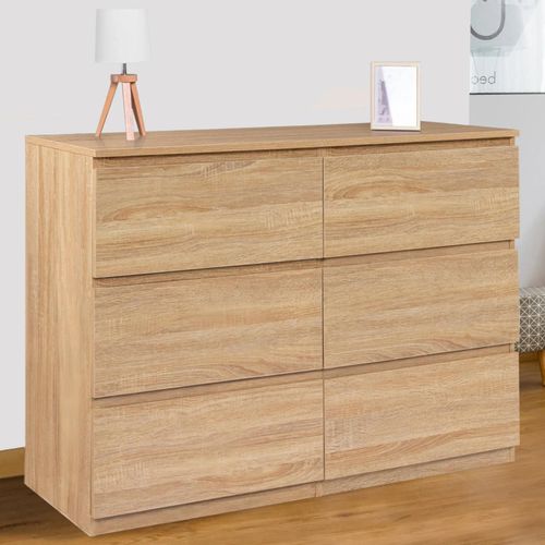 Commode 6 Tiroirs Tomi Bois Façon Hêtre