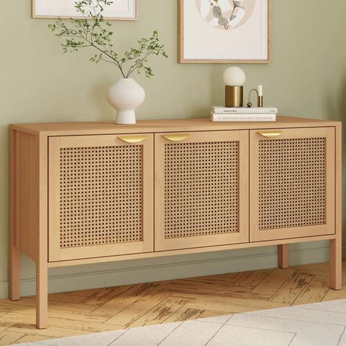 Idmarket Buffet Bas 110 Cm Edhen 3 Portes Avec Cannage