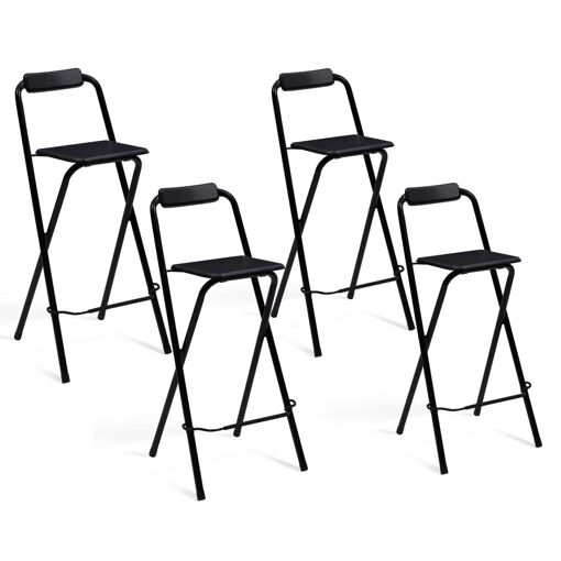 Lot De 4 Tabourets De Bar Pliants Delson Noirs - 2