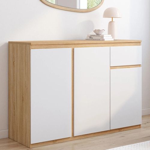 Buffet Blanc Et Bois 100 Cm