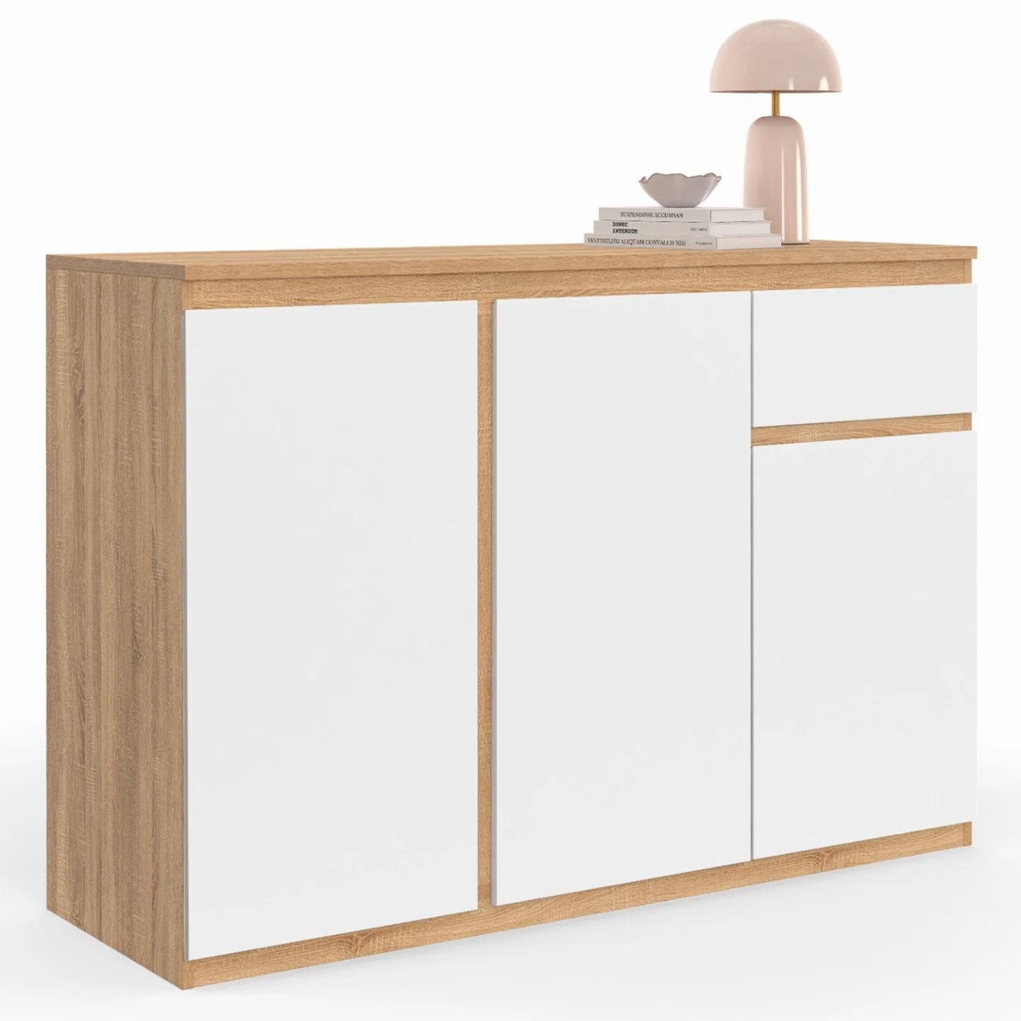 Buffet Blanc Et Bois 100 Cm - 2