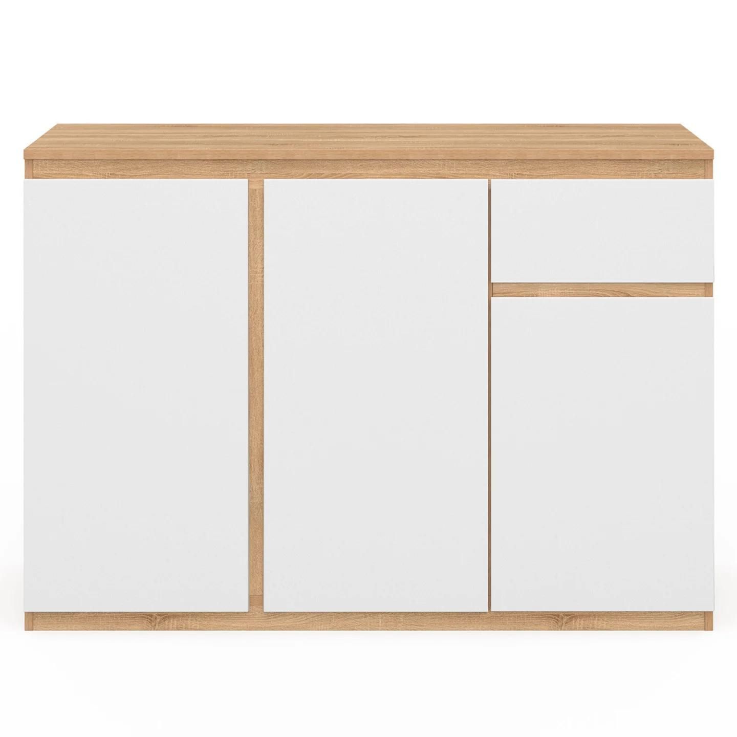Buffet Blanc Et Bois 100 Cm - 3