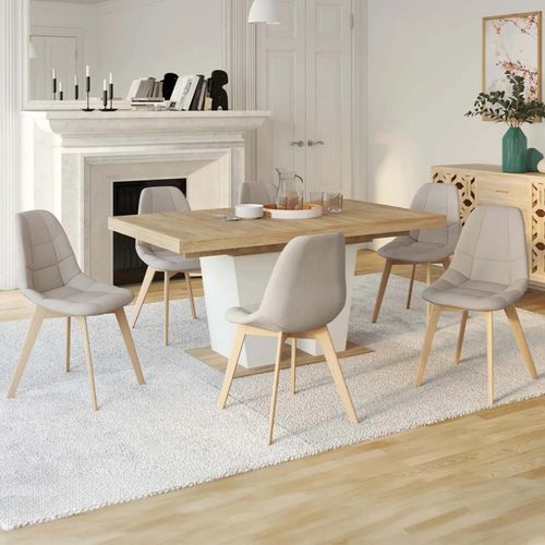 Lot De 6 Chaises Scandinaves Gaby Beige En Tissu Pour Salle À Manger