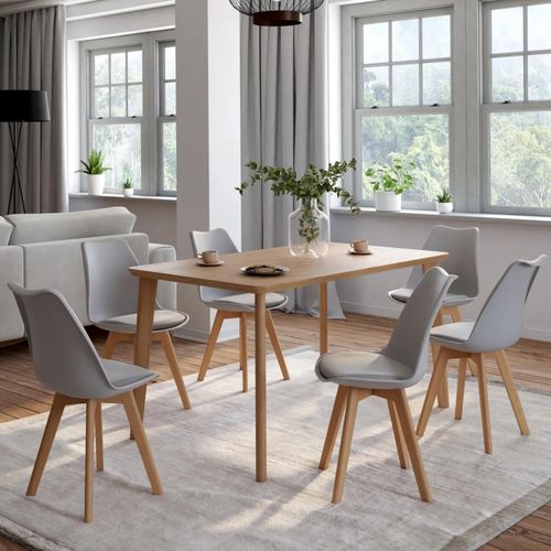 Lot De 6 Chaises Scandinaves Sara Gris Clair Pour Salle À Manger