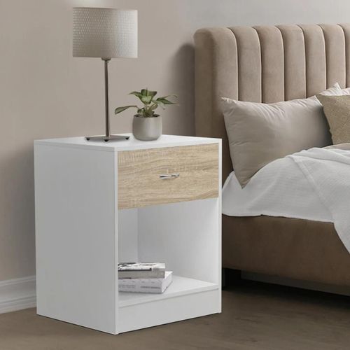 Lot De 2 Tables De Chevet Olga Bois Blanc Et Façon Hêtre