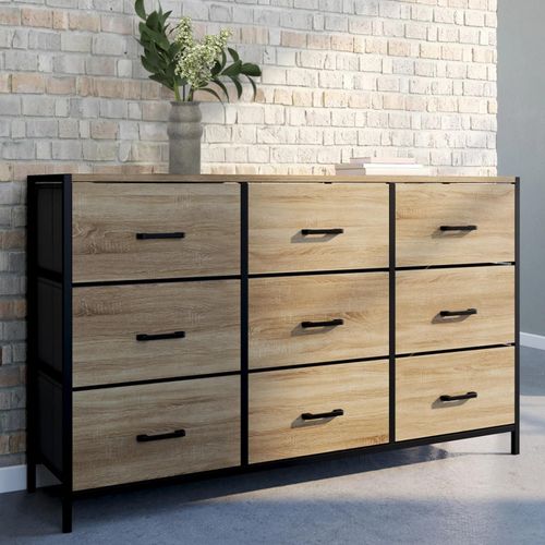 Idmarket Commode 9 Tiroirs En Tissu Utah 115 Cm Meuble De Rangement Design Industriel