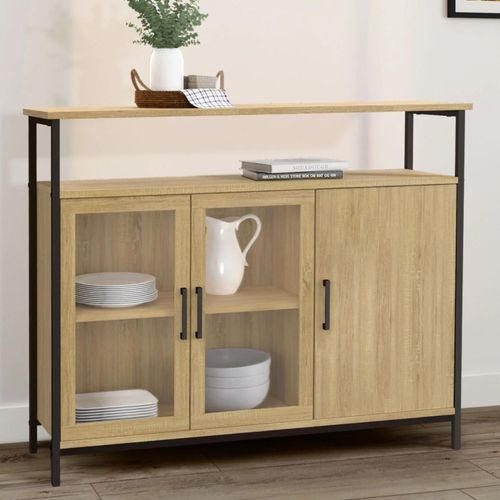 Buffet 100 Cm Detroit 2 Portes Vitrine Avec Placards Design Industriel