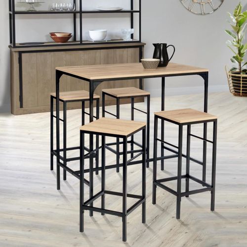 Table Haute De Bar Detroit Et 4 Tabourets Design Industriel