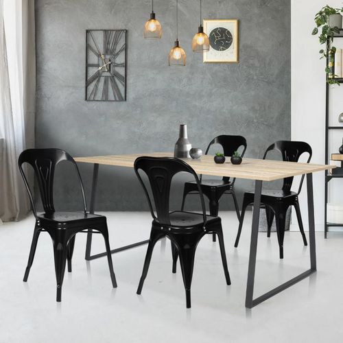 Lot De 2 Chaises Leny Métal Noir Mat Empilable Aspect Brut Factory