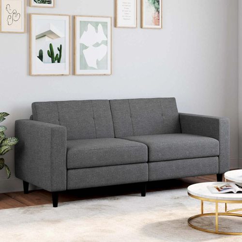 Idmarket Canapé Fixe 3 Places Callie En Tissu Gris Anthracite