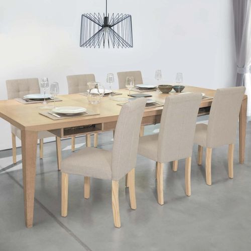 Lot De 6 Chaises Polga Capitonnées Beiges Pour Salle À Manger