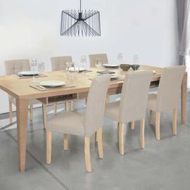 Lot De 6 Chaises Polga Capitonnées Beiges Pour Salle À Manger