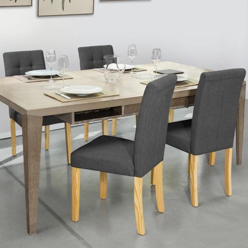 Lot De 4 Chaises Polga Capitonnées Gris Anthracite Pour Salle À Manger