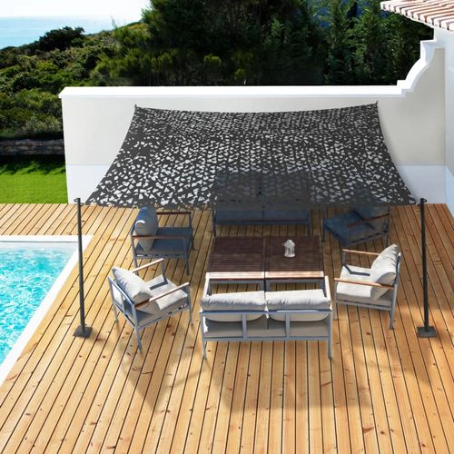 Voile D'ombrage Rectangulaire Design Ombrière Camouflage 3x4 M Gris