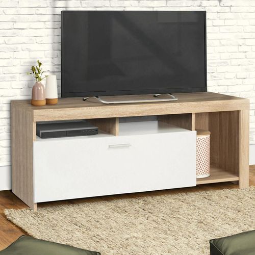 Meuble Tv Malo Bois Et Placard Blanc