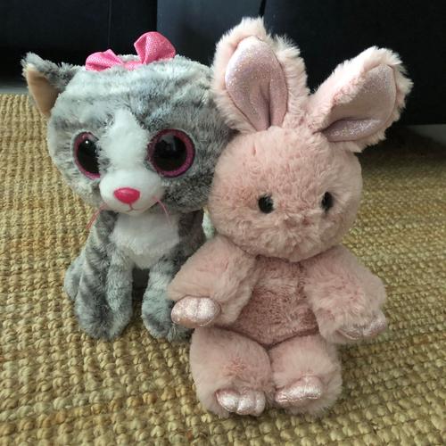 Lot 2 Peluches Chat Ty & Lapin
