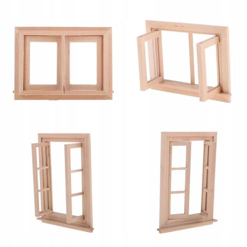 Volets en bois de bouleau, meubles de fenêtre, modèle 1:12