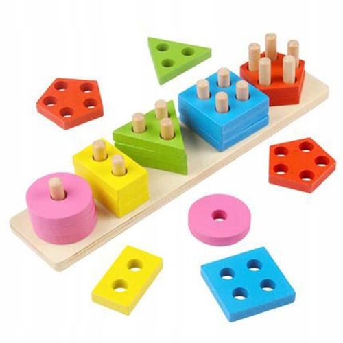 Blocs En Bois Sur La Géométrie Jouets Éducatifs Montessori Pour Les Tout-Petits Tri À 5 Piliers
