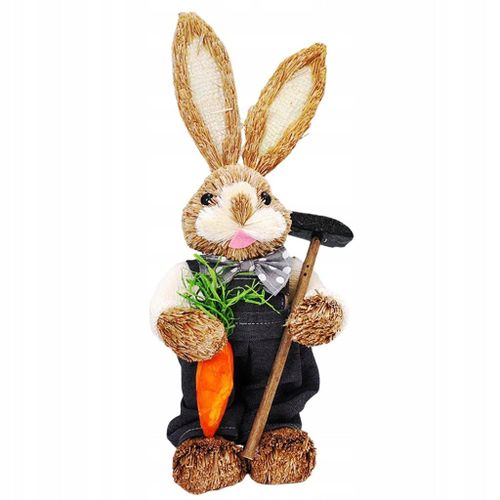 Poupée debout en forme de lapin de Pâques en paille de 35 cm, beau style décoratif D