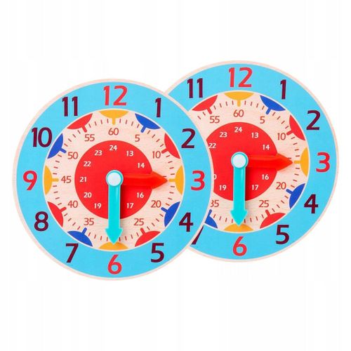 Horloge D'apprentissage Montessori En Bois Bleu Clair