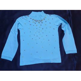 Sous-Pull Bleu Ciel Imprimé De Fleurs